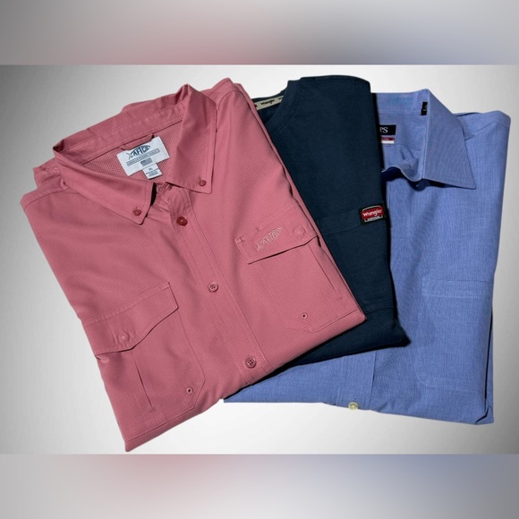Mens XL Shirts (three) AFTCO  Wrangler and Chaps Bundle of Three Shirt  New! - Picture 1 of 15